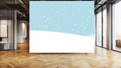 Blue banner with winter landscape and snow for seasonal, Christmas and New Year design. Wall mural