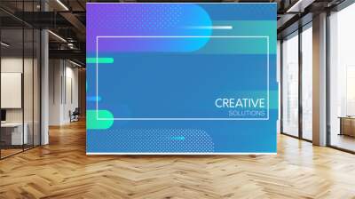 blue creative solutions banner with geometric pattern. Wall mural