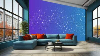 Blue global communication banner with network. Wall mural