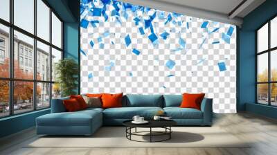 Checkered banner with blue confetti. Wall mural