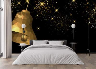 Christmas black banner with bell. Wall mural