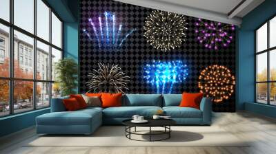 Festive fireworks set. Wall mural