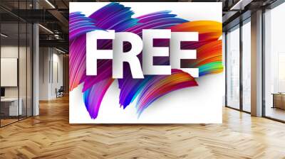 Free paper poster with colorful brush strokes. Wall mural