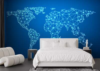 Global network mesh. Earth map. Wall mural