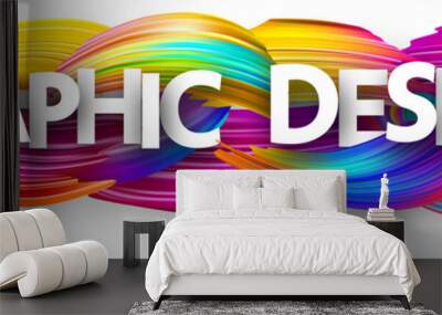 Graphic design paper banner with colorful brush strokes. Wall mural