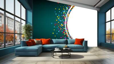 Green background with confetti. Wall mural