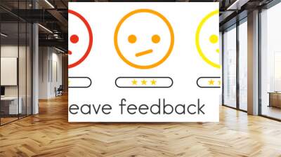 Leave feedback. Vote scale with color smileys buttons and stars. Wall mural