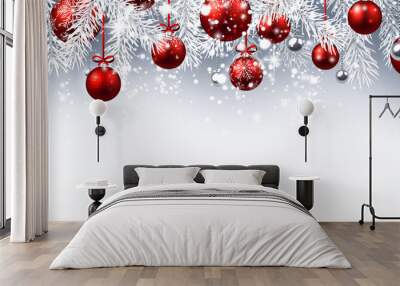 new year banner with christmas balls. Wall mural