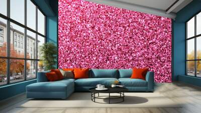 Pink pattern with detailed glittering texture. Horizontal love and New Year art banner Wall mural