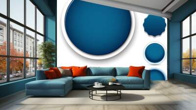 round dark blue icons. Wall mural