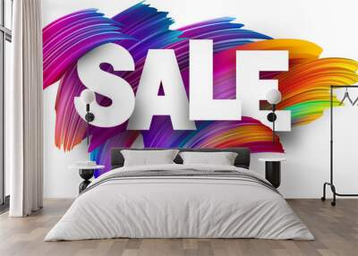 Sale paper poster with colorful brush strokes. Wall mural