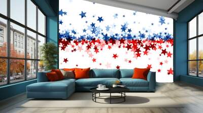 Scattered red and blue stars forming a dynamic pattern, perfect for election-themed designs or patriotic events. Ideal for backgrounds or overlays in political campaigns. Wall mural