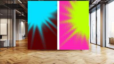 Set of colorful sunny rays gradient halftone dots backgrounds with space for text. Wall mural