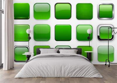 Square green app icons. Wall mural