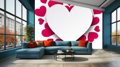 Valentine's background with pink hearts. Wall mural