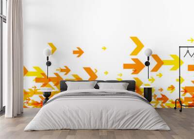 White banner with orange arrows. Wall mural