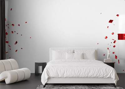 White gift boxes with red bows. Wall mural