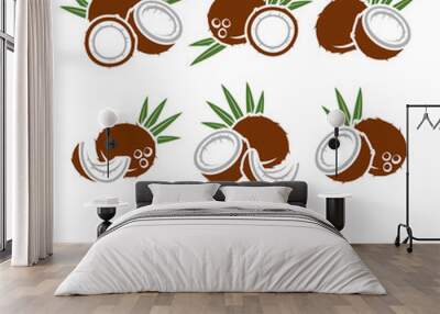 Coconut set. Vector Wall mural