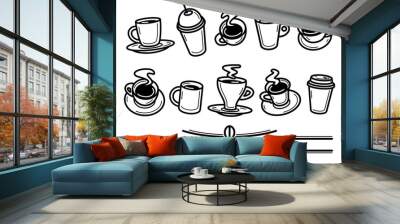 Coffee cup set. Collection icon coffee. Vector Wall mural