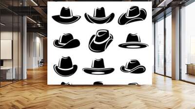 Cowboy hat set. Vector Wall mural