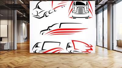 trucks set. vector Wall mural