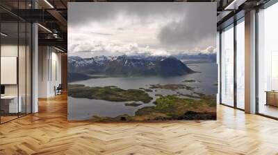 Norwegian nature / There are mountains plunging into the sea from hundreds of metres, fjords, tall mountain peaks, northern lights and midnight sun. Wall mural