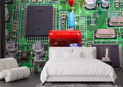 printed circuit Board with chips and radio components electronics Wall mural