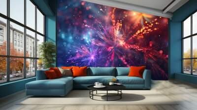 Abstract Fireworks: New Year Celebration with Luxurious Sparkling Lights Wall mural