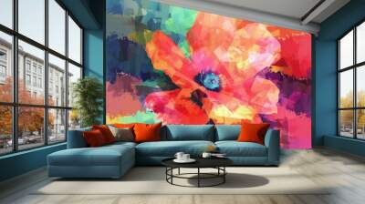 Abstract Flower. Colorful Spring Watercolor Meadow Illustration in Artistic Style Wall mural