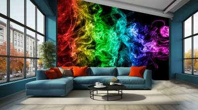 Abstract smoke wave isolated on black background Wall mural