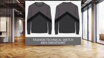 Fashion technical sketch men sweatshirt in vector graphic Wall mural