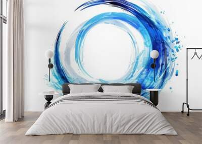 Blue Circle Abstract Background. Minimalist Design with White Elements Wall mural