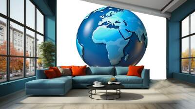 Blue globe illustration isolated on transparent background - Generative AI Wall mural