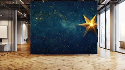 Christmas Star of Jesus Christ Birth in Bethlehem. Dark Blue Starry Sky Background Wall mural