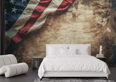 Constitution Day Celebration with American Flag on Vintage Paper. United States Patriotism Background Design Wall mural