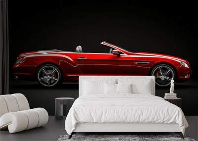 Convertible Car. Lateral View of a Red Fast Cabrio, Elegant Style with Luxury Headlamp Details Wall mural