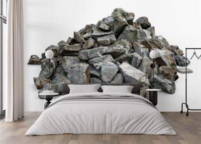 Debri Design. Heap of Rubble and Debris Isolated on White Background, 3D Illustration Wall mural