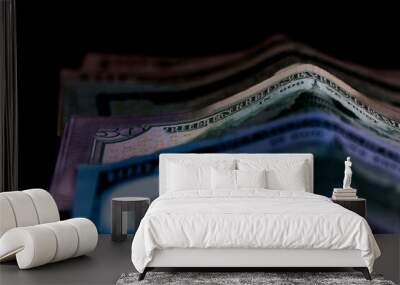 USD money banknotes, detail photo of US dollars Wall mural