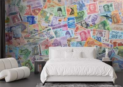 Money of the different countries. Wall mural