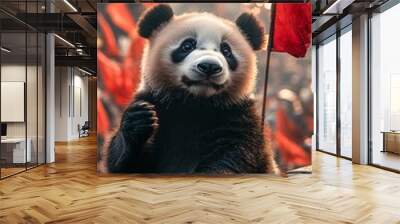  festive poster with panda Wall mural