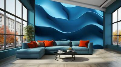 blue geometric waves background Wall mural