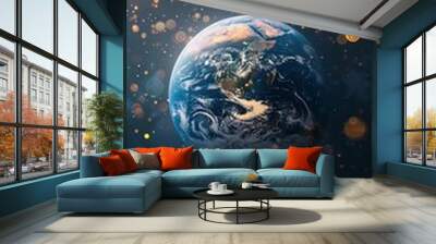 earth in space in the center of the frame Wall mural