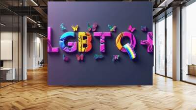 LGBTQ+ text banner  Wall mural