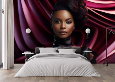 portrait of black woman in high fashion style Wall mural