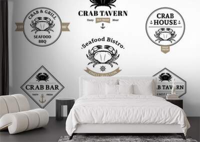 Crab Logos, Labels and Design Elements Wall mural