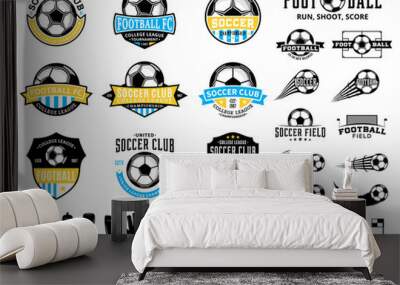 Set of vector football (soccer) club logo and  icons Wall mural