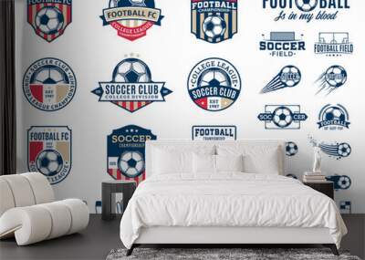 Set of vector football (soccer) club logo and  icons Wall mural