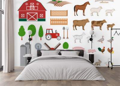 Vector farming icons and design elements Wall mural