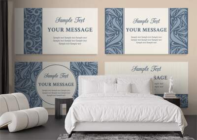 vector floral vintage invitation cards, business cards or announ Wall mural