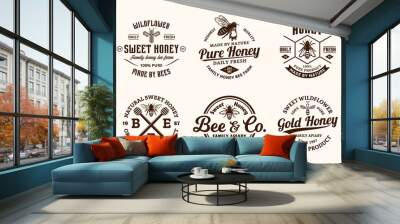 vector honey vintage logo Wall mural